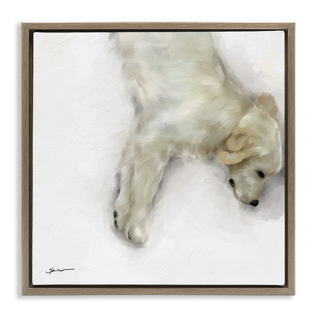 Stupell Industries Sweet Cream Sleeping Puppy Floating Frame, design by Mary Sparrow